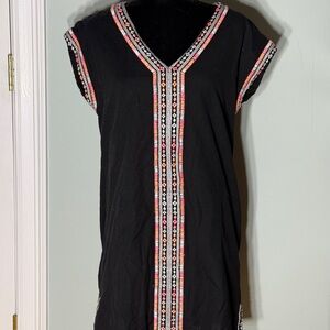 Artisan Ny Black Tunic with Colorful Embroidery